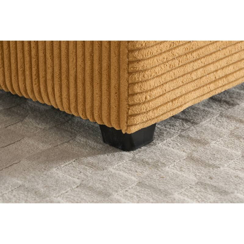 Corduroy Sofa Sets with Ottoman, Handrail Storage and Cup Holders