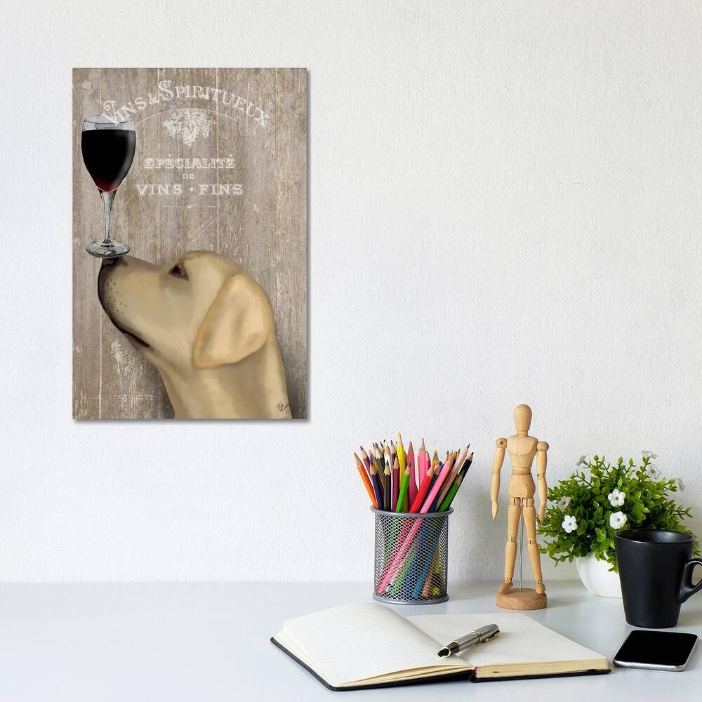 iCanvas "Dog Au Vine Yellow Labrador" by Fab Funky Canvas Print