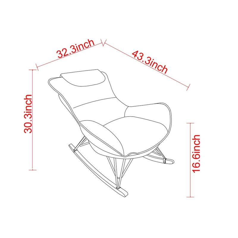 43.30 "W Modern Velvet Upholstered Sliding Rocking Chair with Removable Washable Seat Cushion