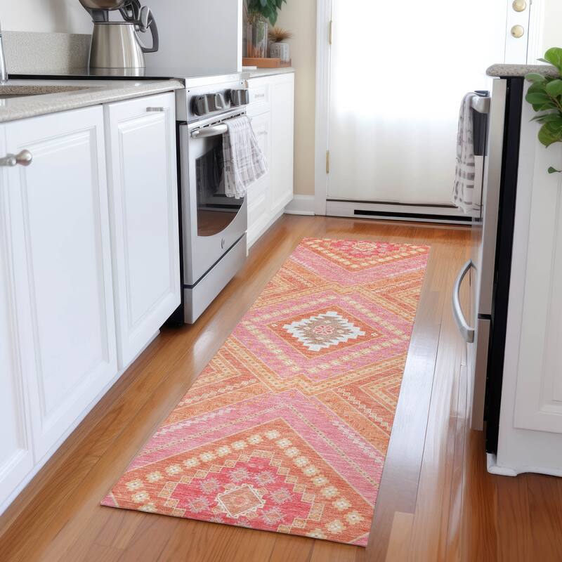 Machine Washable Indoor/ Outdoor Global Boho Chantille Rug