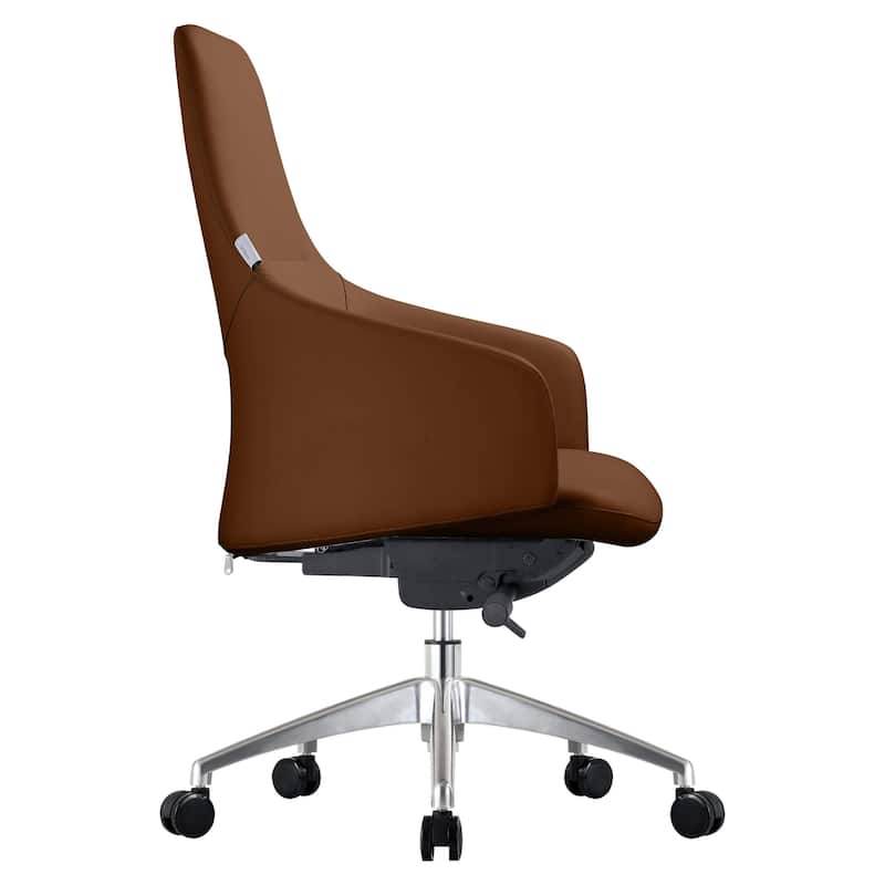LeisureMod Celeste Office Chair in Upholstered Leather and Iron Frame