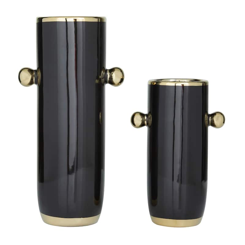 Ceramic Face Vase with Gold Details (Set of 2) - White or Black