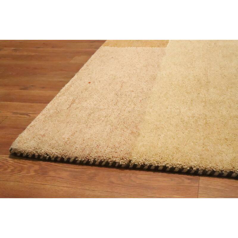 Hand Knotted Oriental 100% Wool Carpet Modern Geometric Multi-Colored Gabbeh Area Rug - 8' 0'' X 5' 8''