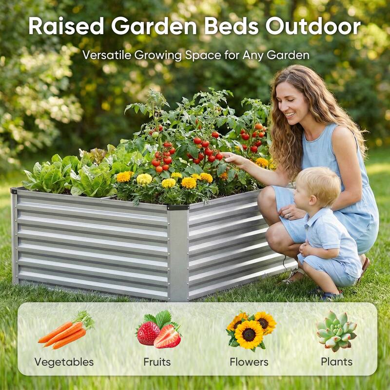 Pocassy Outdoor Planter Box Metal Patio Kit Planting Bed for Vegetables.