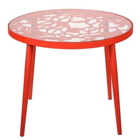LeisureMod Devon Round Glass Top Aluminum Base Outdoor Side Table - 23 x 23