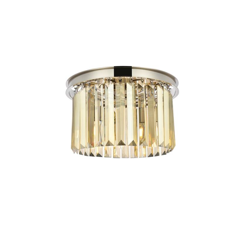 Royce Edge 3-Light Polished Nickel Flush Mount - polished nickel (royal cut golden teak crystals)