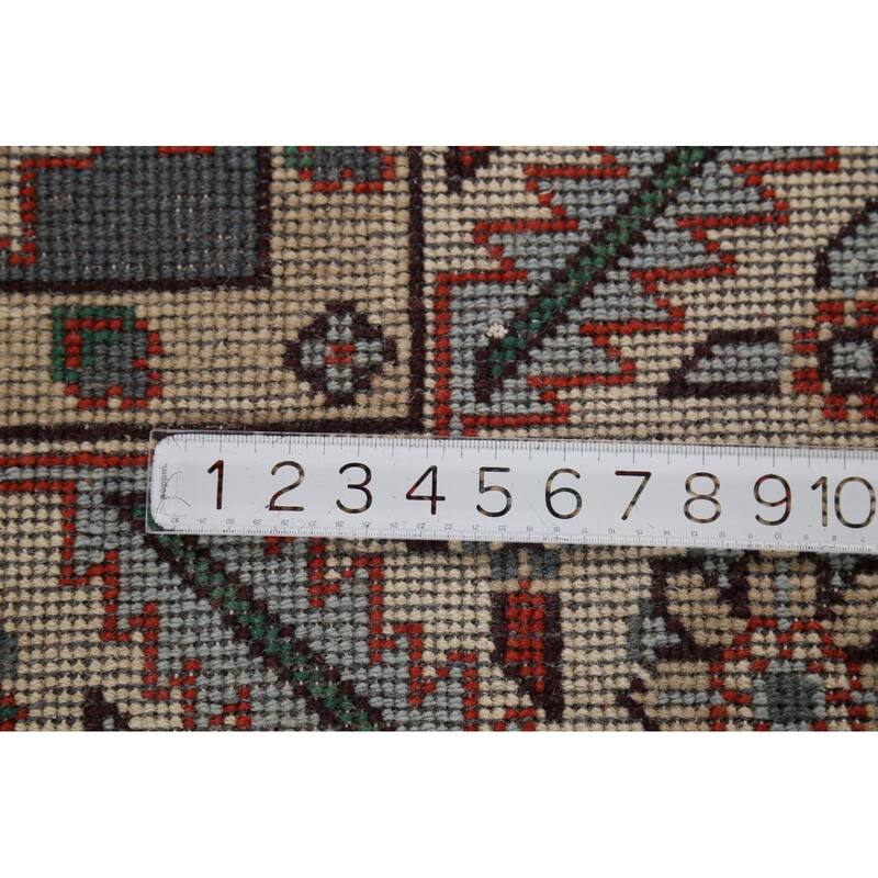 Gray Geometric Oushak Oriental Area Rug Handmade Wool Carpet - 7'9"x 9'11"