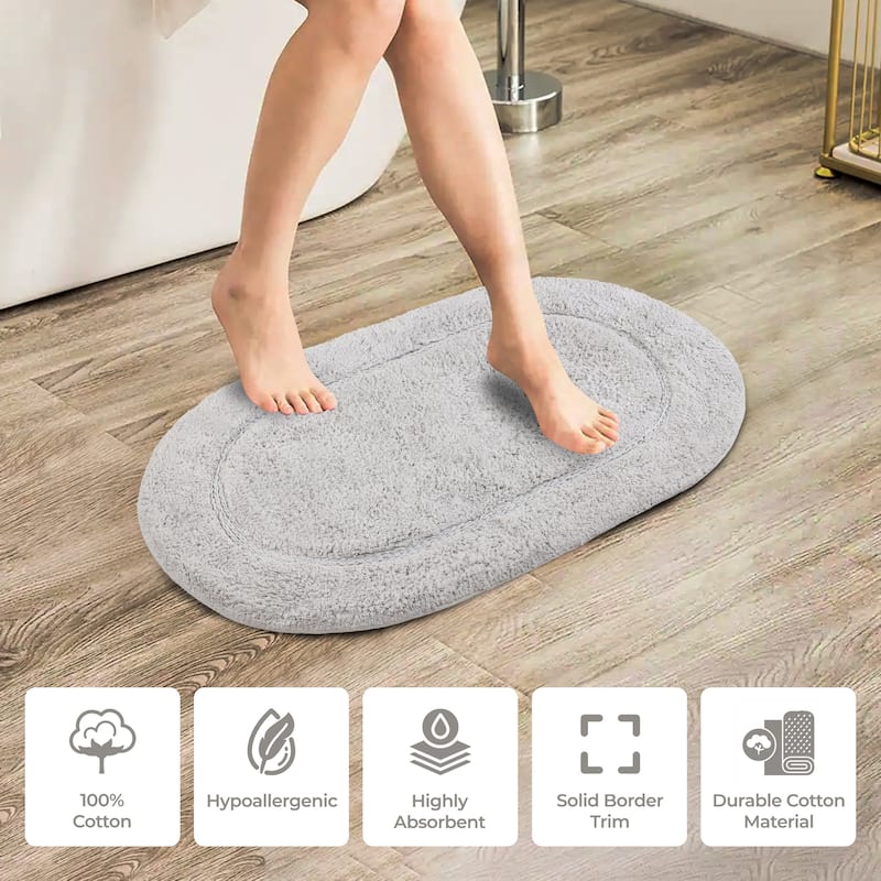 Superior Cotton Non-slip Oval Bath Rug - (Set of 2)