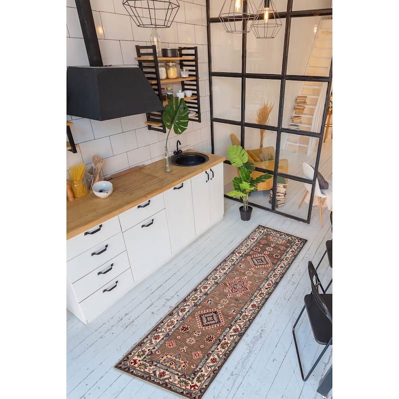 ECARPETGALLERY Hand-knotted Uzbek Ghazni Taupe Wool Rug - 2'8 x 9'7