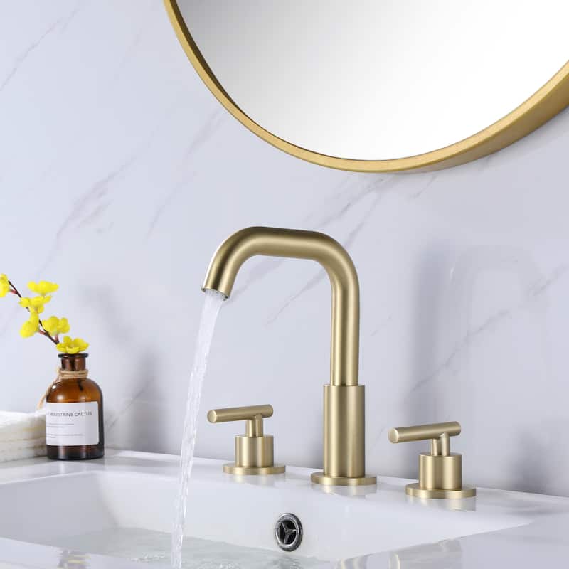Rbrohant Widespread Brushed Gold Bathroom Sink Faucet, 8 in. 2-Handle Bathroom Faucet