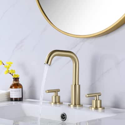 Rbrohant Widespread Brushed Gold Bathroom Sink Faucet, 8 in. 2-Handle Bathroom Faucet