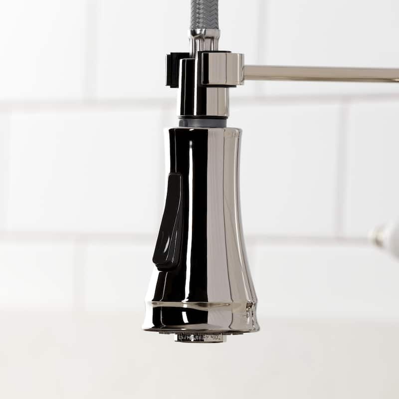 Kingston Brass Essex Double-Handle Wall-Mount Pre-Rinse Bridge Kitchen Faucet