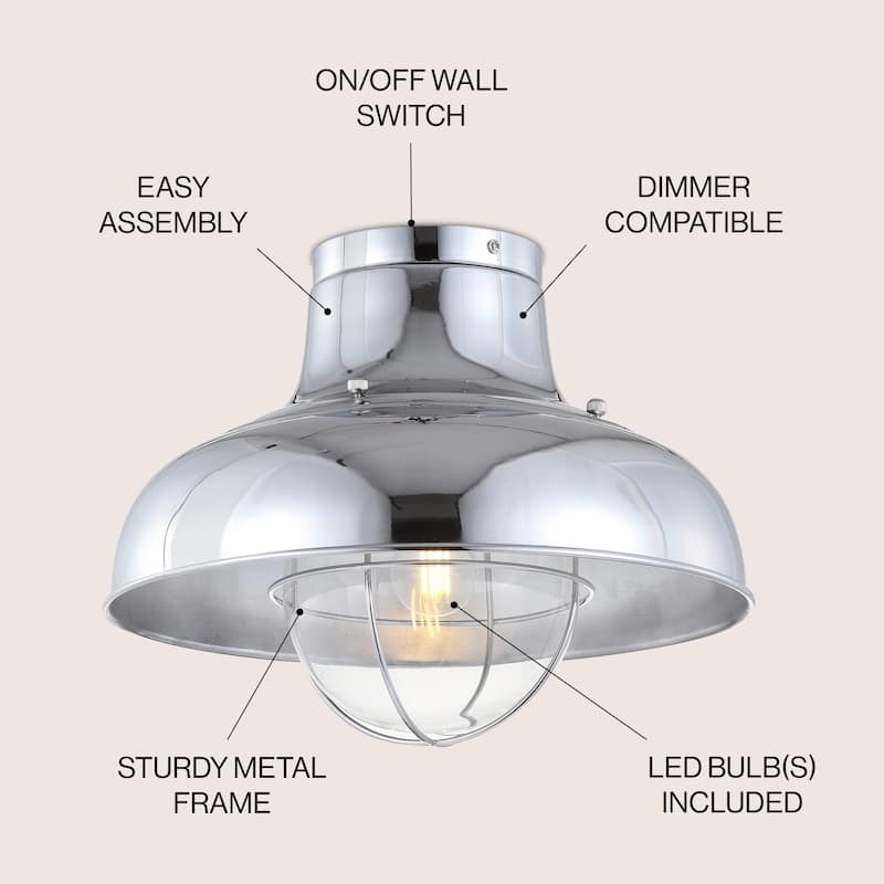 Jobs 13" Metal LED Semi-Flush Mount, Chrome by JONATHAN Y