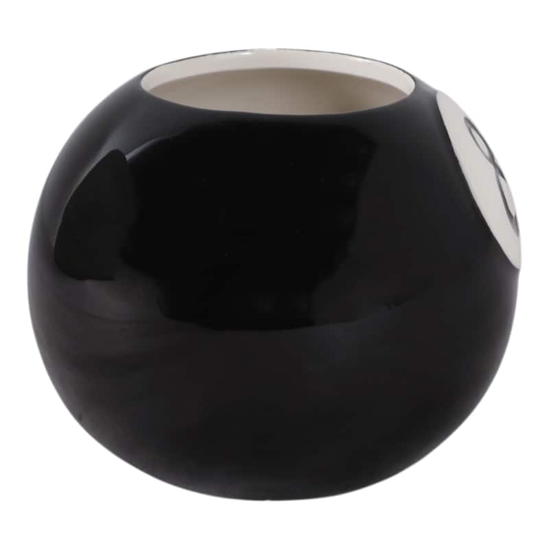 Sleek Magic 8 Ball Round Pencil Cup Storage - 4", Black & White - 4.0"