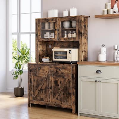 Freestanding Hutch Kitchen Pantry Storage Cabinet for Kitchen, Living Room - N/A