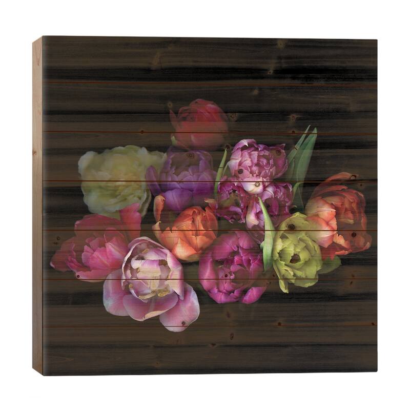 Tulips Mix XI Print On Wood by Magda Indigo - Multi-Color - 26x26x1.5