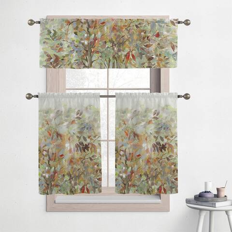 Laural Home Nature's Melody 36" Kitchen Curtain Valance and Tiers Set