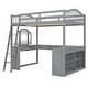 preview thumbnail 3 of 43, Full Wooden Loft Bed with U-shaped Desk, Storage Compartments & Tri-fold Mirror, Space-Saving for Bedroom or Guest Room, Grey
