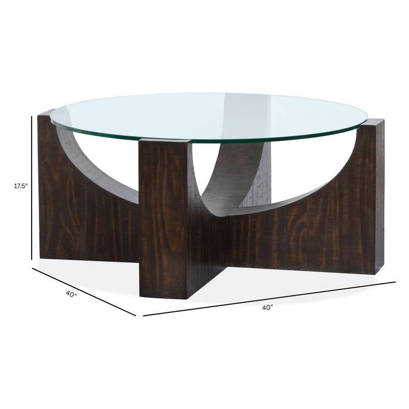Magnussen Home Beckham Rustic Tavern Round Cocktail Table With Casters - 40''W x 40''D x 17.5''H