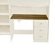 preview thumbnail 10 of 10, Beige Full Size Loft Bed with Built-in Wardrobe & Desk, Wood Loft Bedframe with Storage Shelves & Drawers for Kids Teens Bedroom