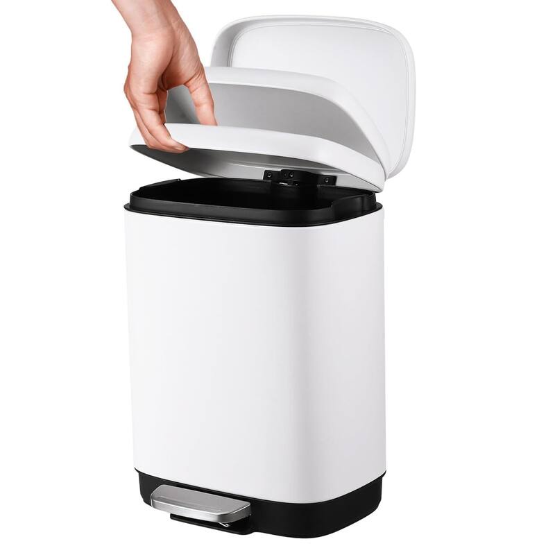 12L Kitchen Trash Can with Lid with Automatic Soft Close - White