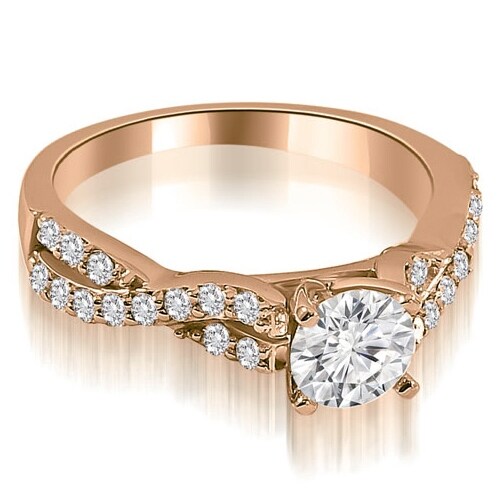 0.90 cttw. 14K Rose Gold Twisted Split Shank Round Cut Diamond Engagement Ring