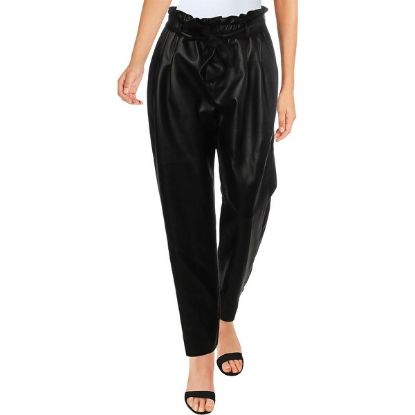faux leather paper bag pants