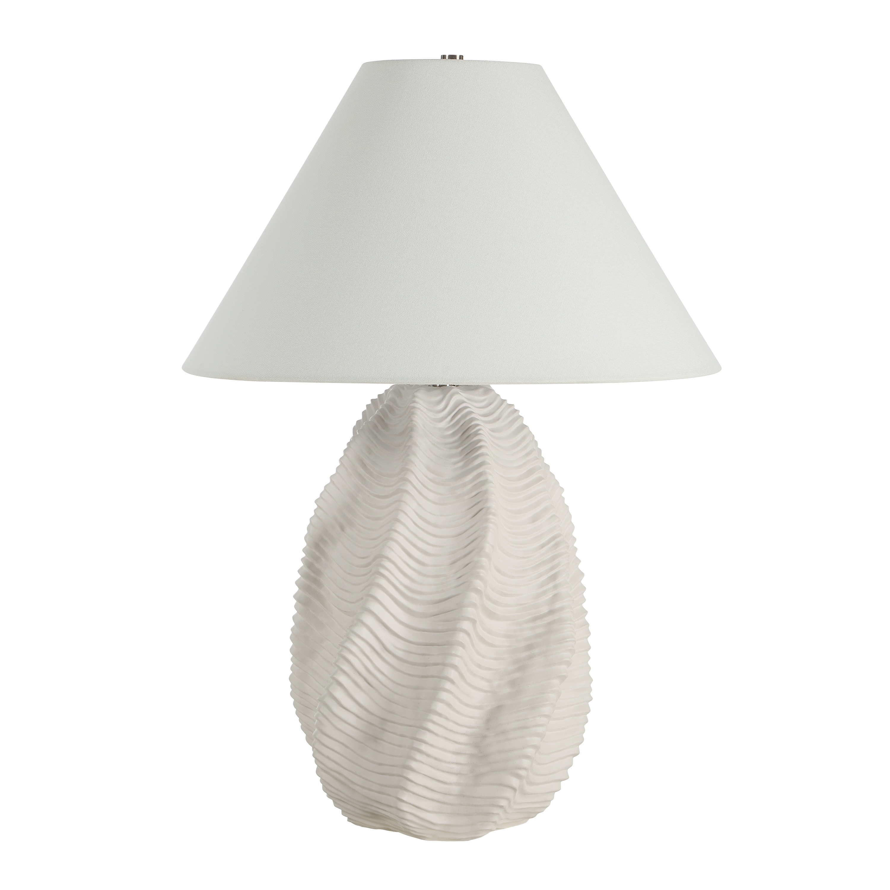 Everren Lianna 26" Tall White Resin Table Lamp with Tapered Linen Shade