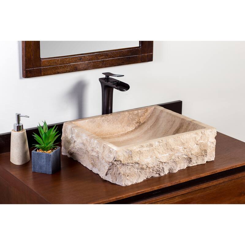 Natural Stone Vessel Bathroom Sink - Rustic Lerdo Marble