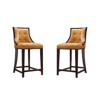 Manhattan Comfort Fifth Ave Dark Walnut Counter Height Bar Stool (Set of 2)
