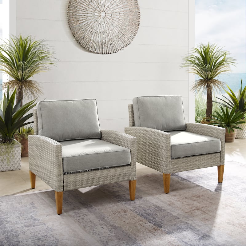 Crosley Capella Outdoor Wicker 2Pc Chair Set - 33"H x 28.25"W x29.5"D