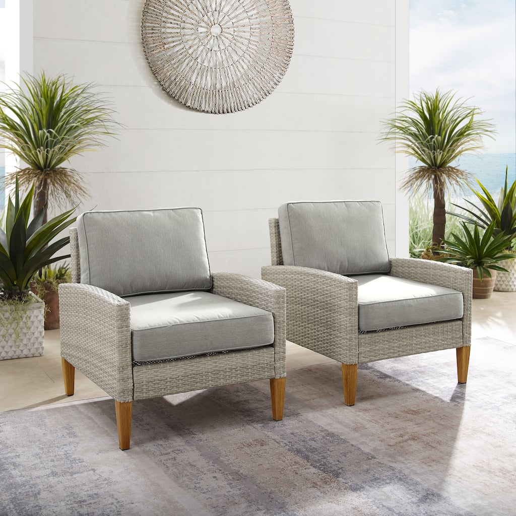 Crosley Capella Outdoor Wicker 2Pc Chair Set - 33"H x 28.25"W x29.5"D