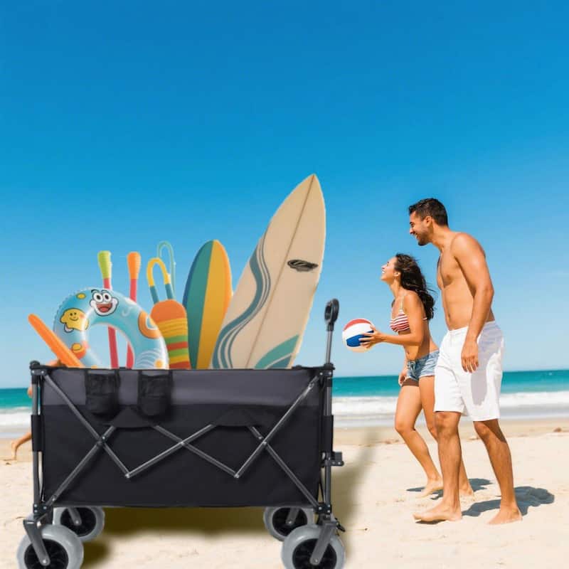 9" x 4" All-Terrain Balloon Wheels, 300L XL Heavy-Duty Folding Wagon Cart - 480lbs Capacity