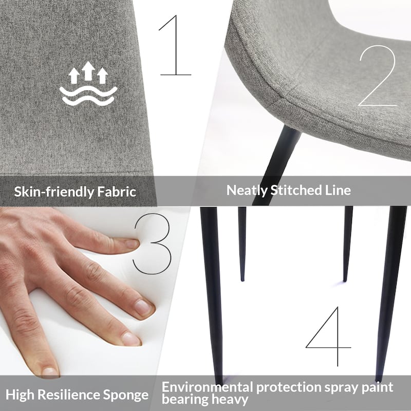 Dining Chairs Set of 4, Modern Accent Chairs with Linen Fabric Upholstered Seat