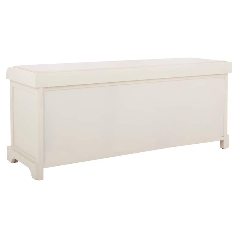 SAFAVIEH Lonan White 3-drawer Wicker Storage Bench - 47" W x 16.1" L x 19.9" H