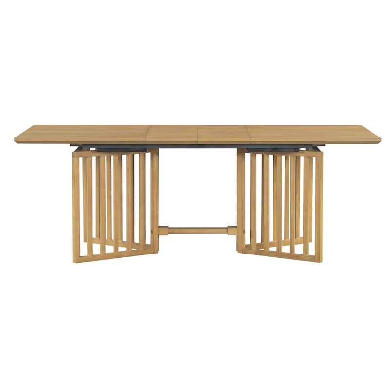 Farmhouse 9-Piece Dining Table with 2×12" Removable Leaves & 8 Dining Chairs