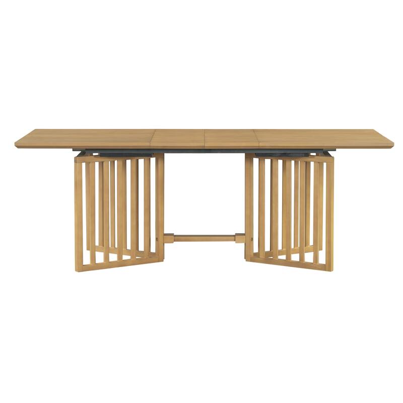Solid Wood Farmhouse Dining Set: 83.9" Extendable Table with 2 Removable Leaves & 8 Comfortable Upholstered Chairs