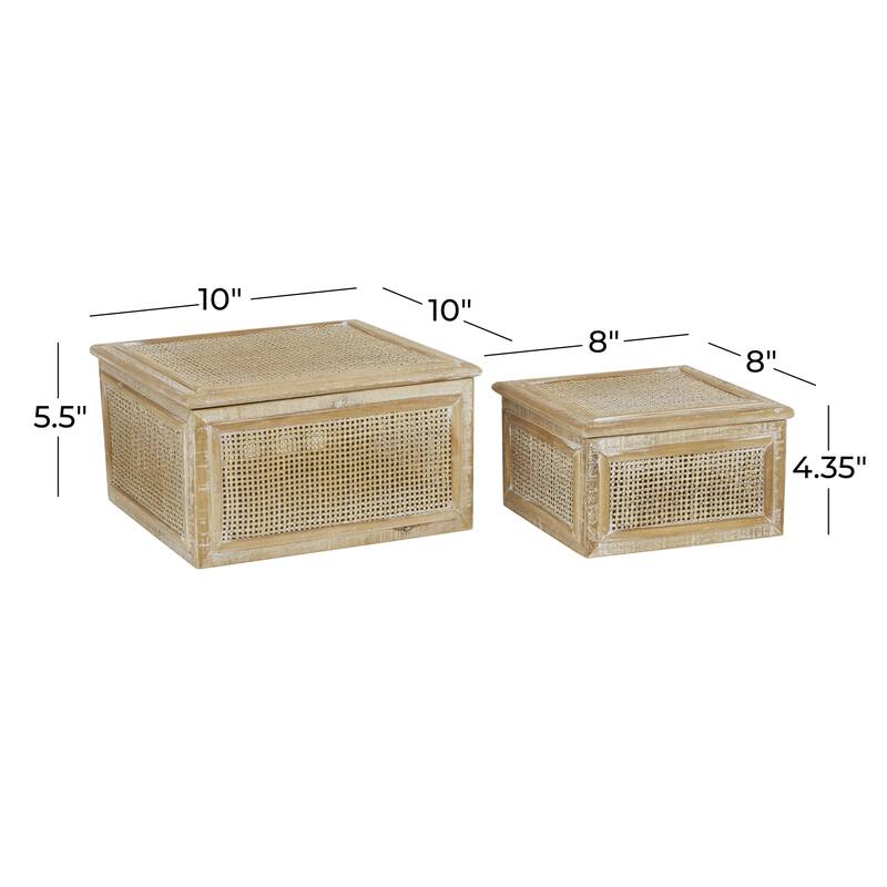 Wood Decorative Box with Lid - Set of 2 Brown - Roche River Decor