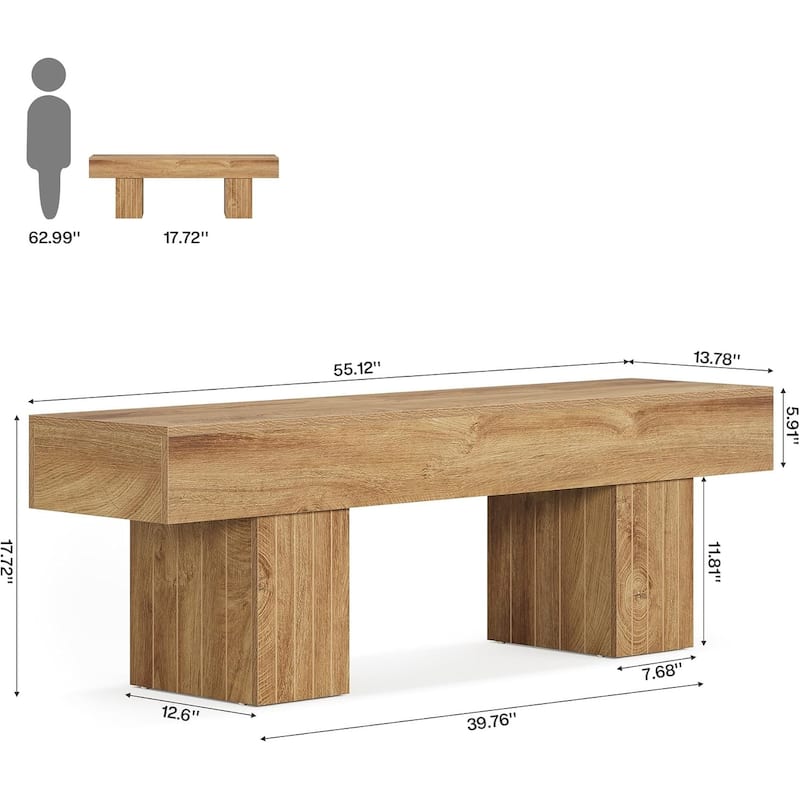 Entryway Bench, Farmhouse Wooden End of Bed Bench, Long Dining Bench