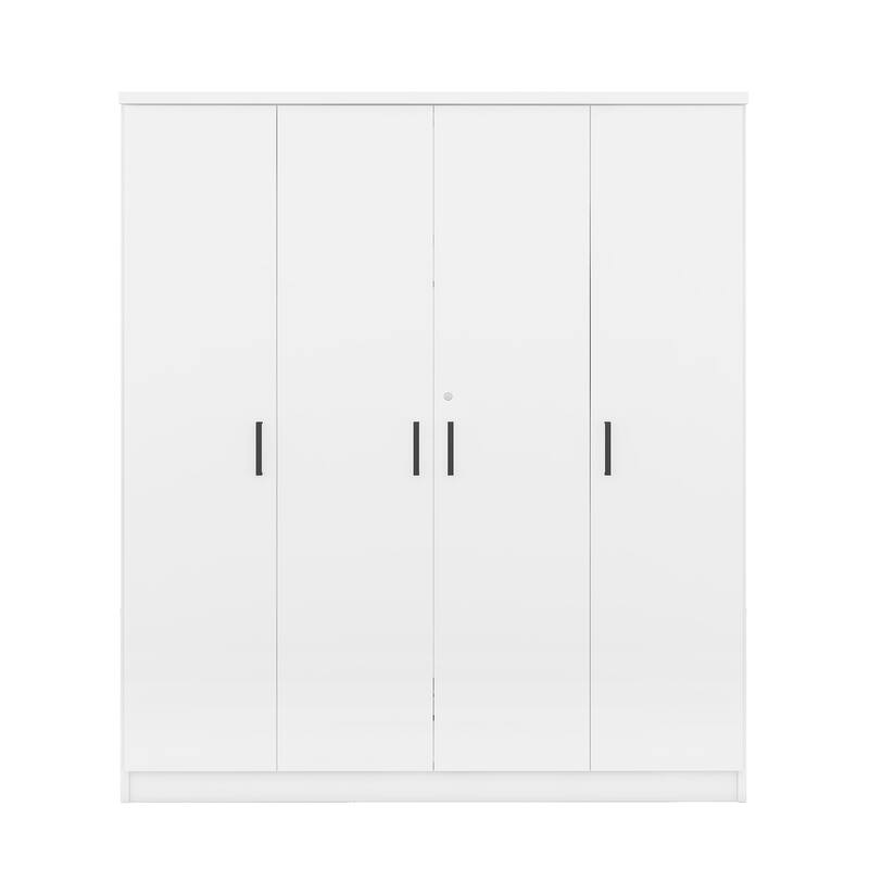 4-Door Armoire Bedroom Wardrobe with Drawer, Shelves and Hanging Rail