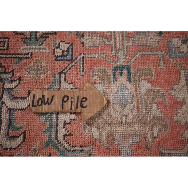 Geometric Pink Tabriz Persian Vintage Area Rug Handmade Wool Carpet - 9'6"x 12'6"