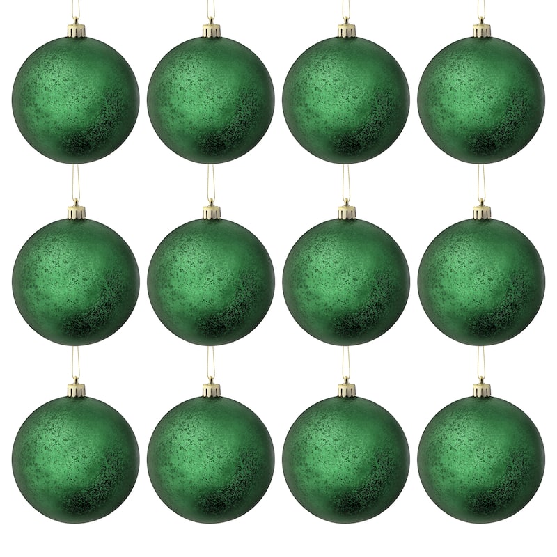 80mm Shatterproof Plastic Matt Mercury Ball Ornament Set of 2