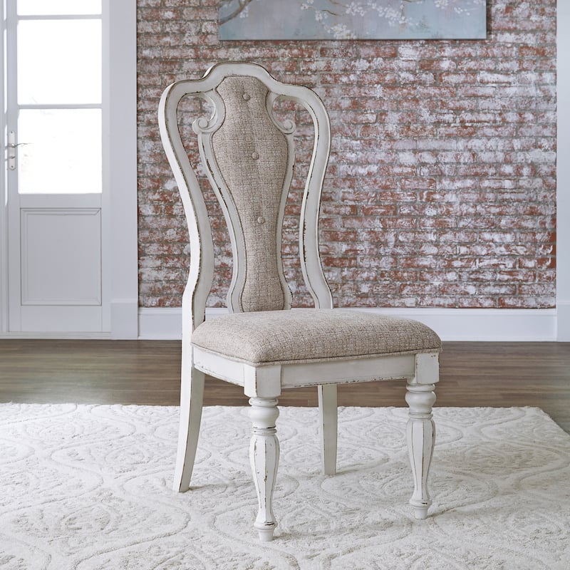 Magnolia Manor Antique White Weathered Bark 7 Piece Leg Table Set
