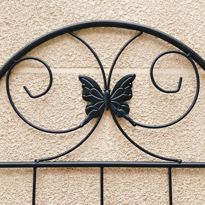 Anmytek Decorative Metal Garden Trellis Set of 2 with Arch Top Daisy Motifs Green Weather Resistant Climbing Plant Support