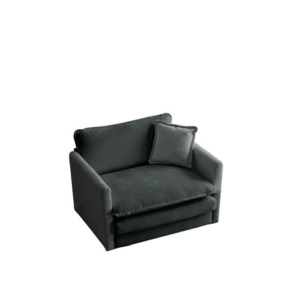 Furniliving 30.5 Inch Chenille Accent Chair - Comfy Upholstered Armchair With Waist Pillow (Dark Grey)
