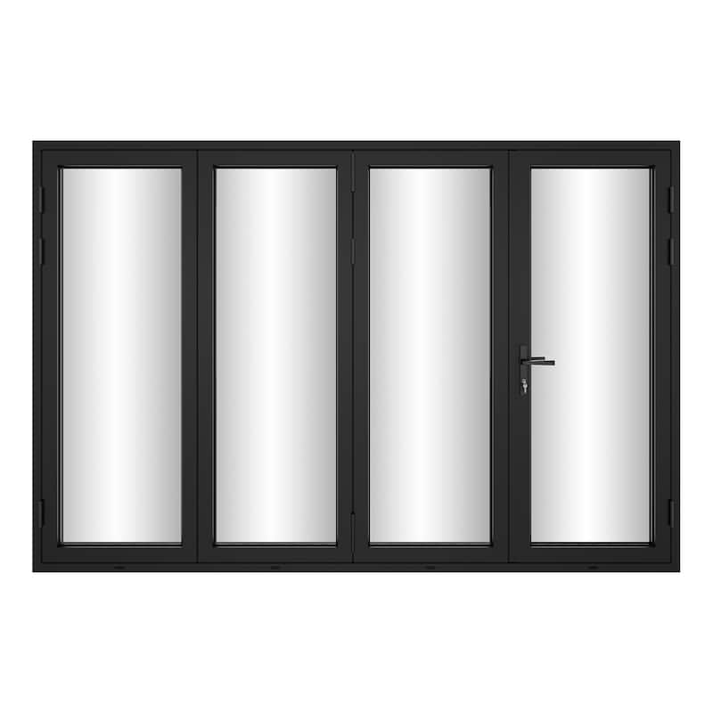 KaMic 120" x 80" 4-Panel Aluminum Patio Folding Door Right to Left-Outswing