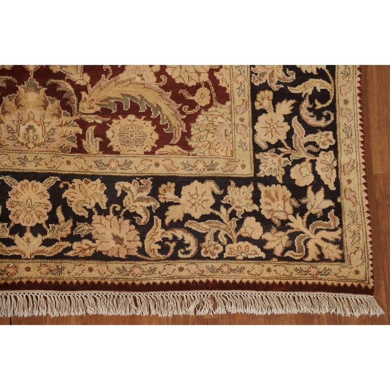 Traditional Floral Agra Oriental Area Rug Handmade Red Wool Carpet - 6'1" x 9'3"