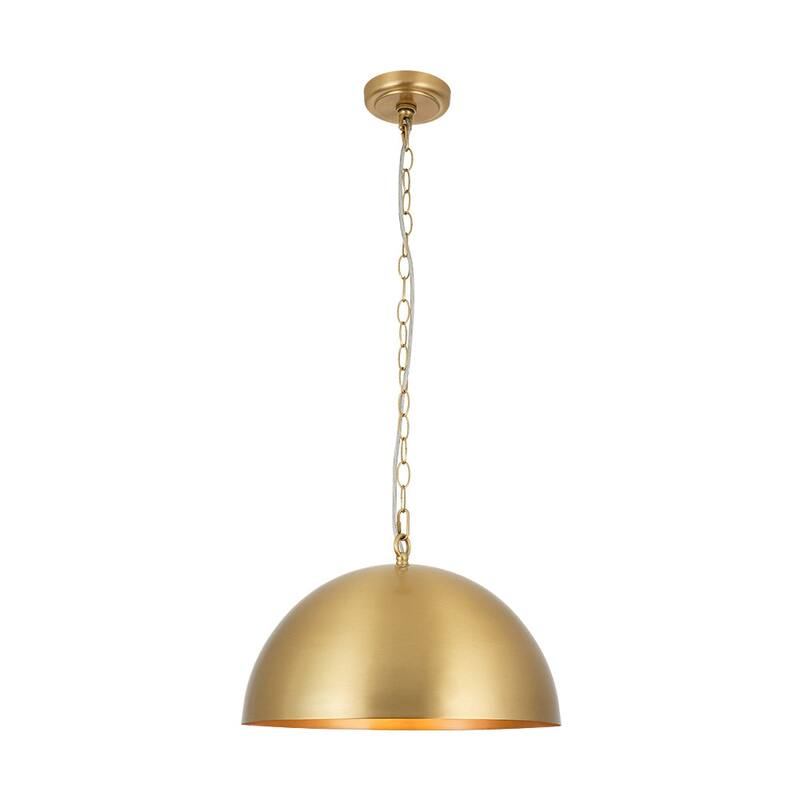 Mid-Century Modern Brass Oversized Metal Dome Pendant Light