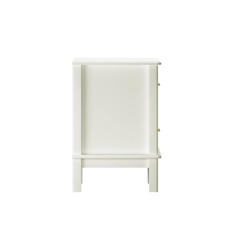 Modern Nightstand with 2 Drawers, Bedroom Bedside Table with Gold Handles, Sturdy Wood Accent Table