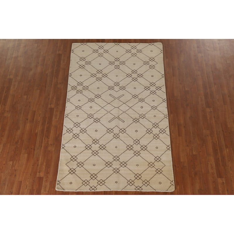 Geometric Moroccan Oriental Area Rug Bedroom Handmade Wool Carpet - 4'9"x 7'10"